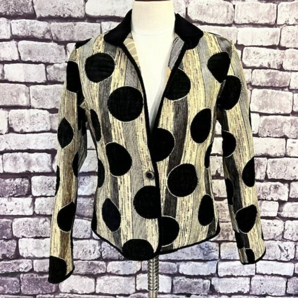 Khangura Black & Beige Long Sleeve Vintage Jacket Size Small